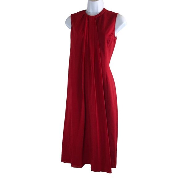 J. Peterman Sleeveless Chiffon Overlay Dress Red Women's Size 0 H11093 - Picture 2 of 16